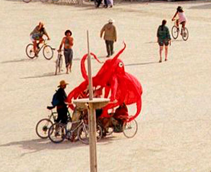 Sean's octopus art bike in Center Camp (1999)